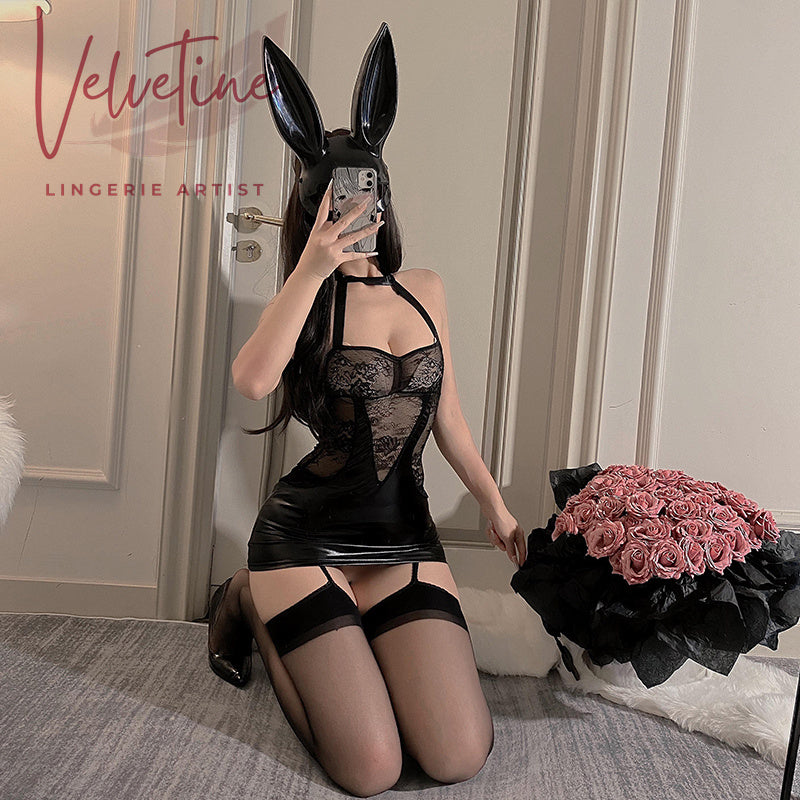 Sexy Lace Bodysuit Lingerie Set with Tight-Fit Uniform Temptation Design